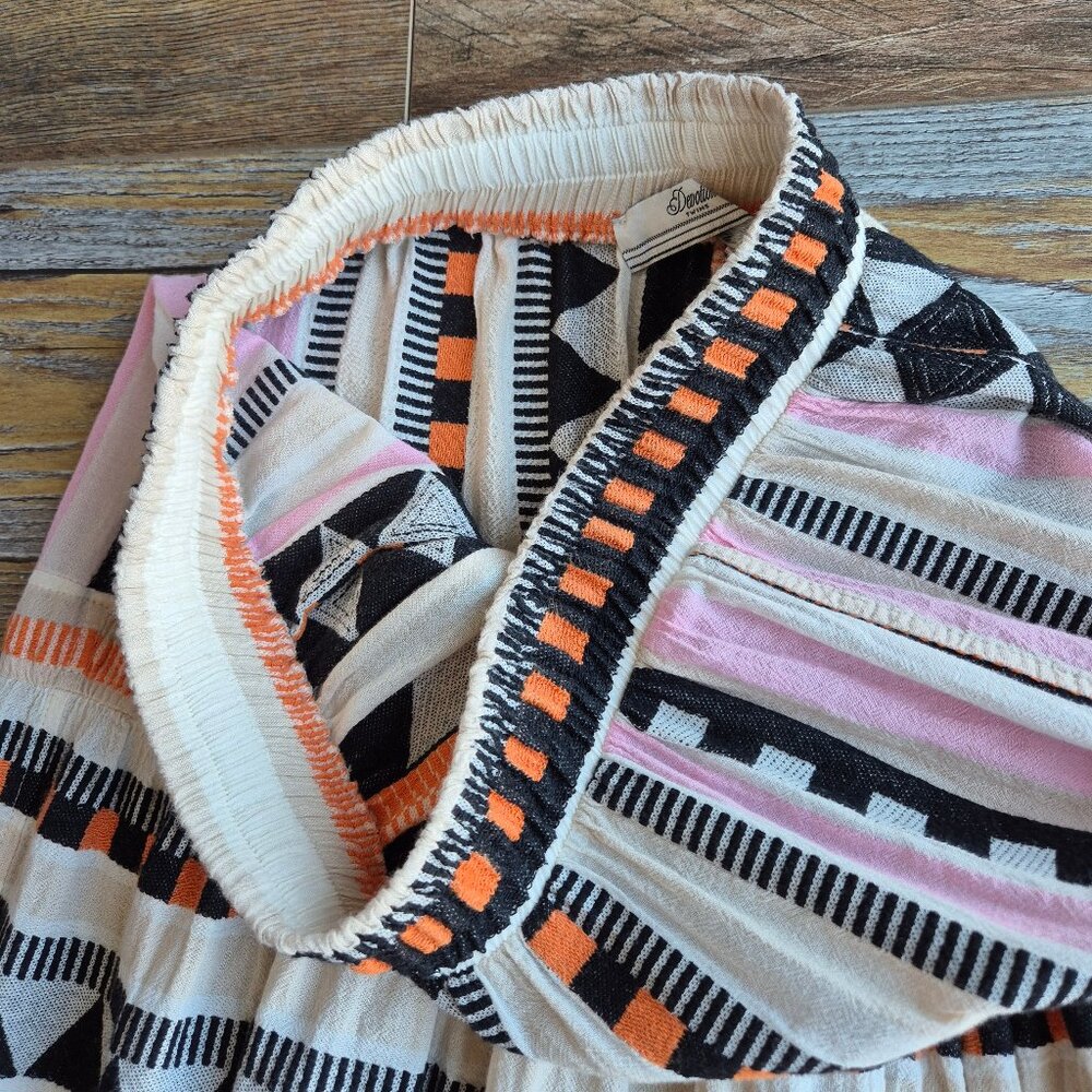 Devotion Twins Psarou Maxi Skirt Tiered Elastic Waist Black Orange Assorted - Picture 7 of 14